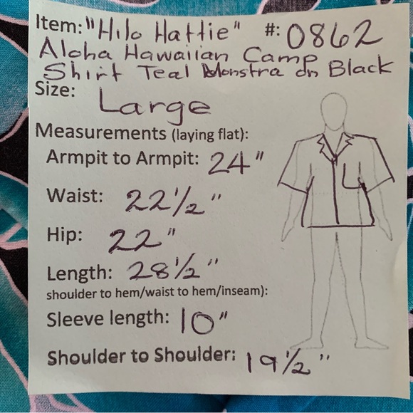 🌴”Hilo Hattie” Men’s Hawaiian Aloha Camp Shirt size L - Picture 10 of 10